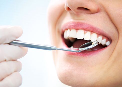 Closeup of smile during dental exam