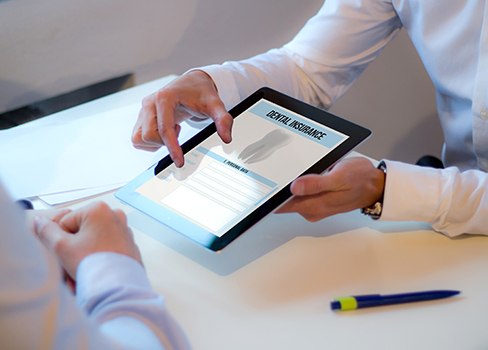 Dental insurance forms on tablet computer