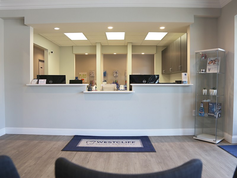 Welcoming dental office reception desk