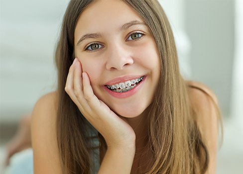 Young woman with braces